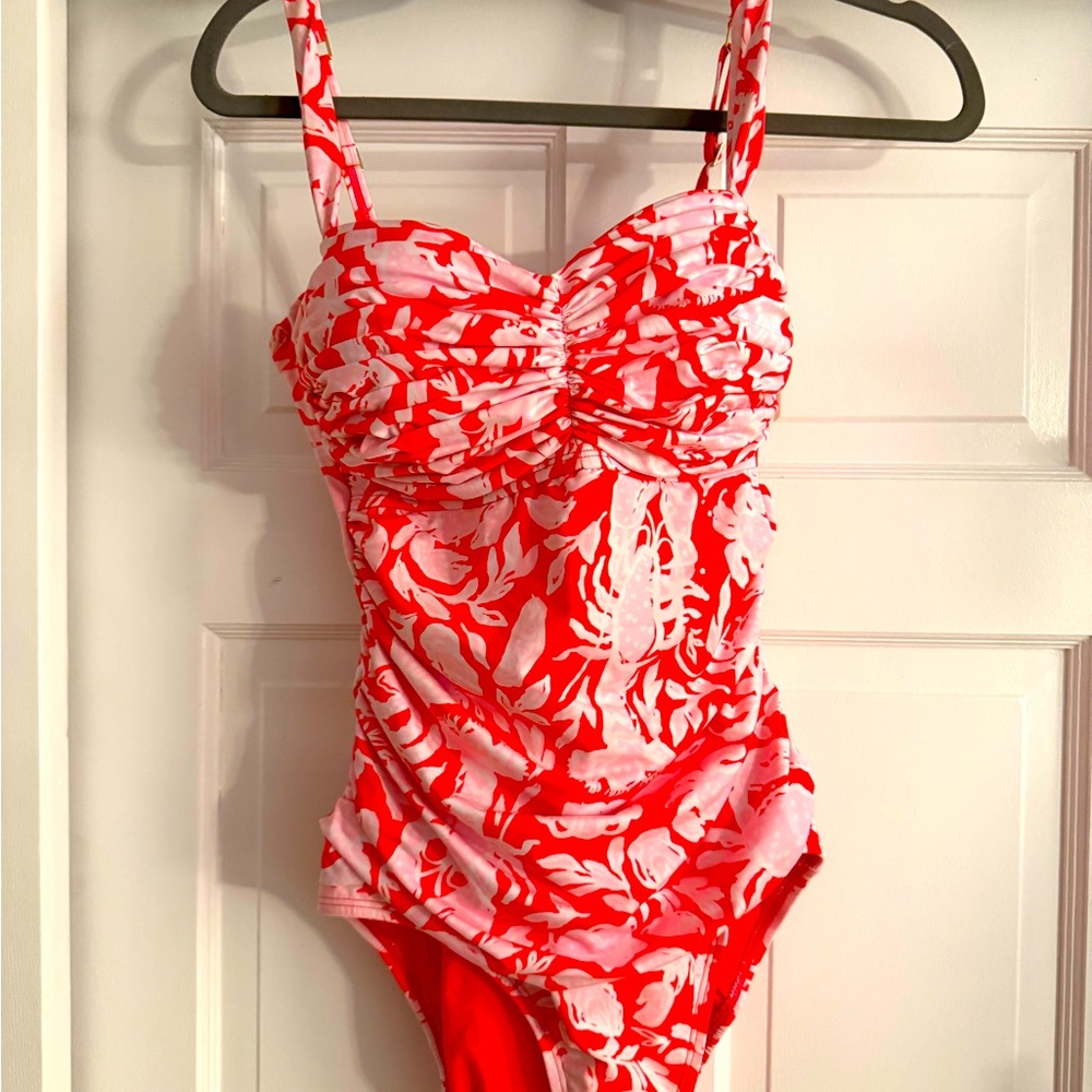 Lilly Pulitzer Vibrant Red and Pink Swimsuit